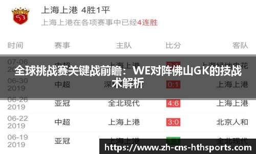 全球挑战赛关键战前瞻:WE对阵佛山GK的技战术解析